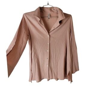 MARLA WYNNE  Button Down Textured Top Blouse Large Mauve Pink Soft‎